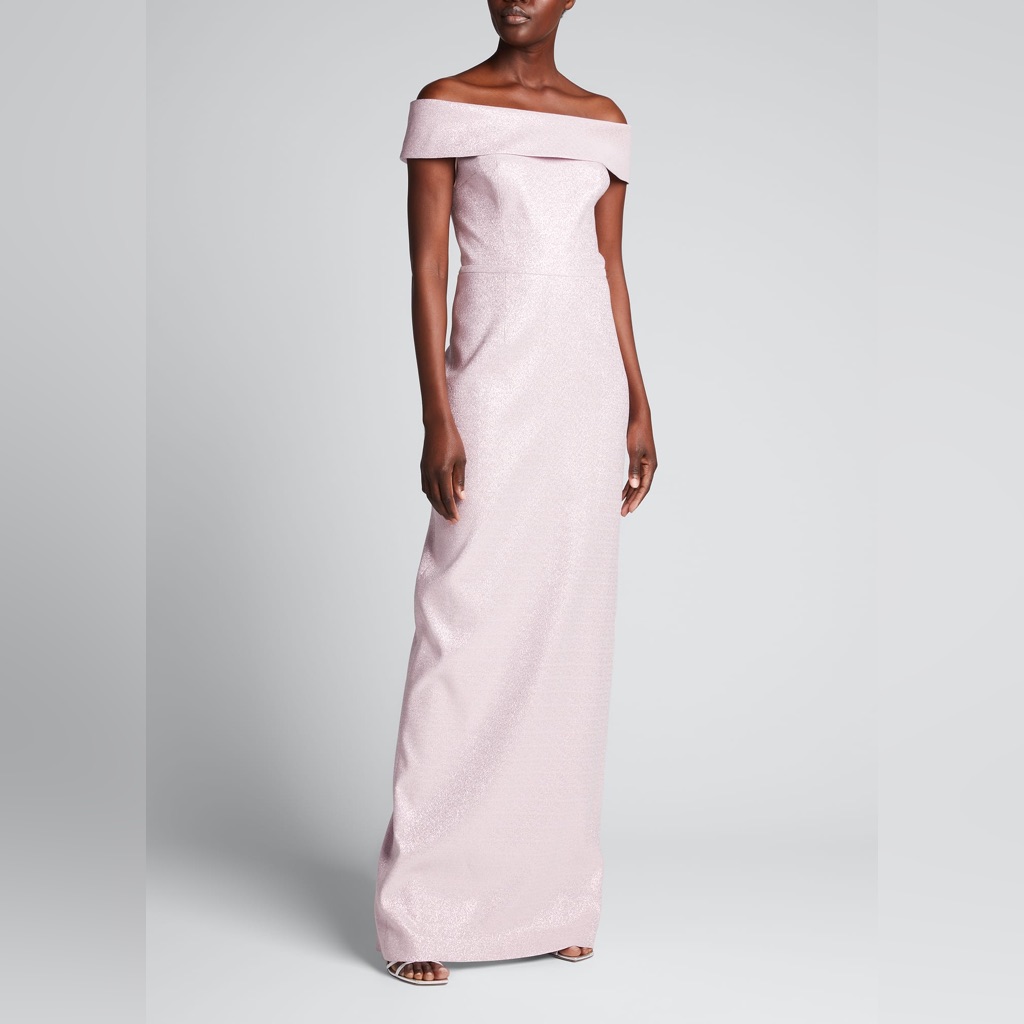 Rickie Freeman For Teri Jon | Off-Shoulder Gown In Rose Gold